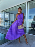 ELLA | Vestido midi plisado de un solo hombro