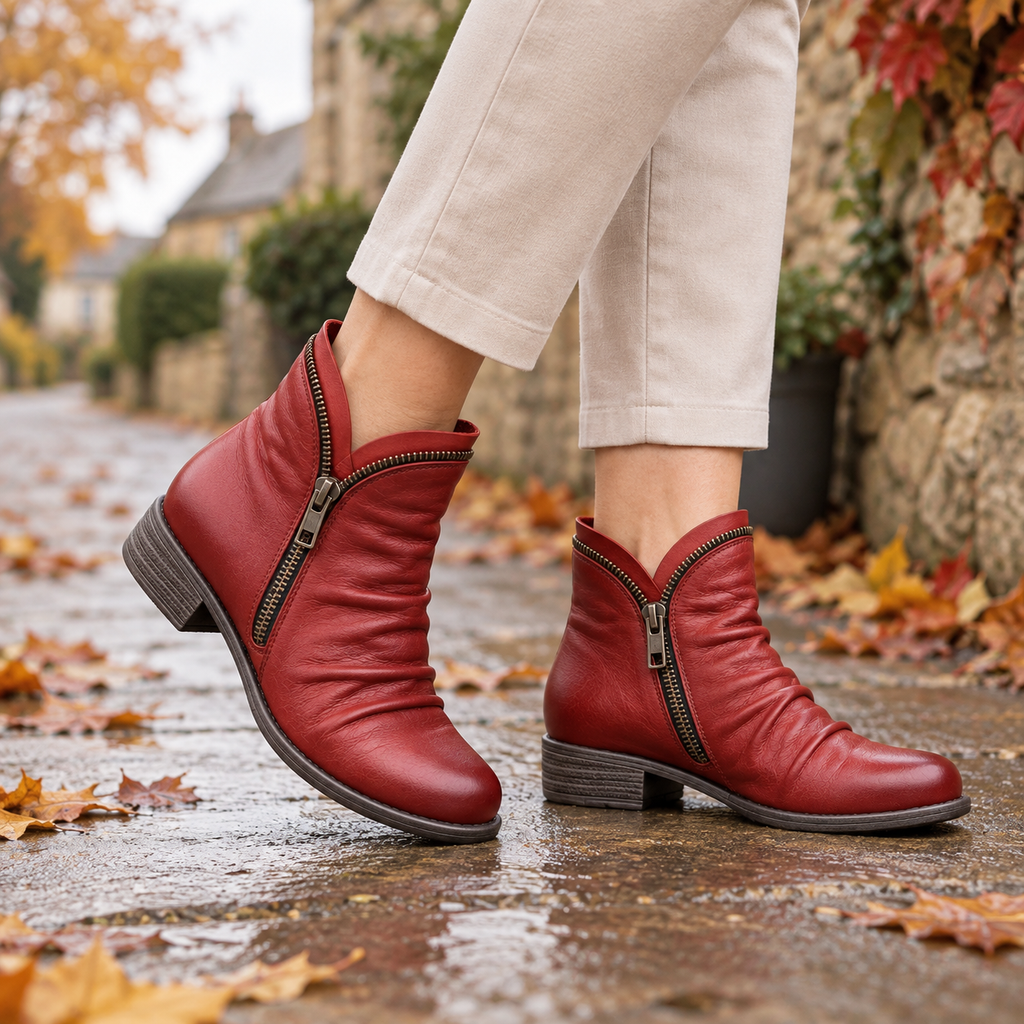 Botas de Tacón Bajo con Textura
