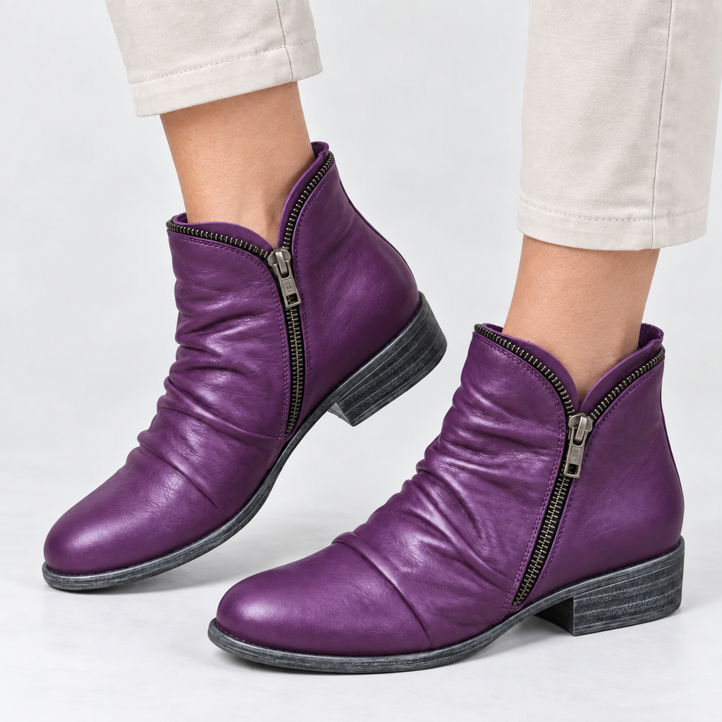 Botas de Tacón Bajo con Textura