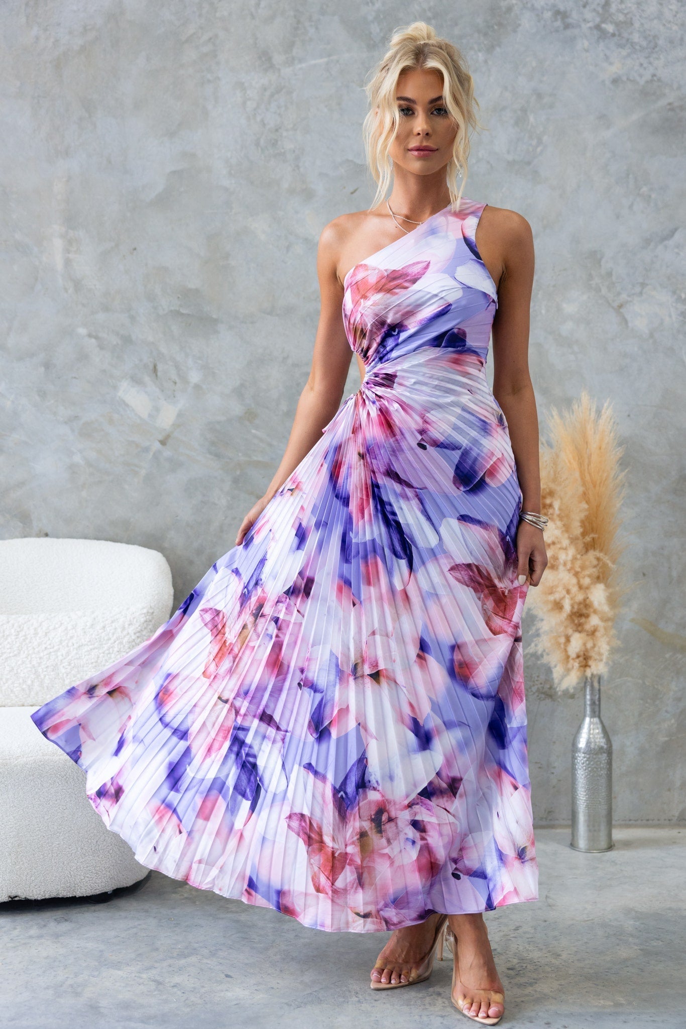 ELLA | Vestido midi plisado de un solo hombro