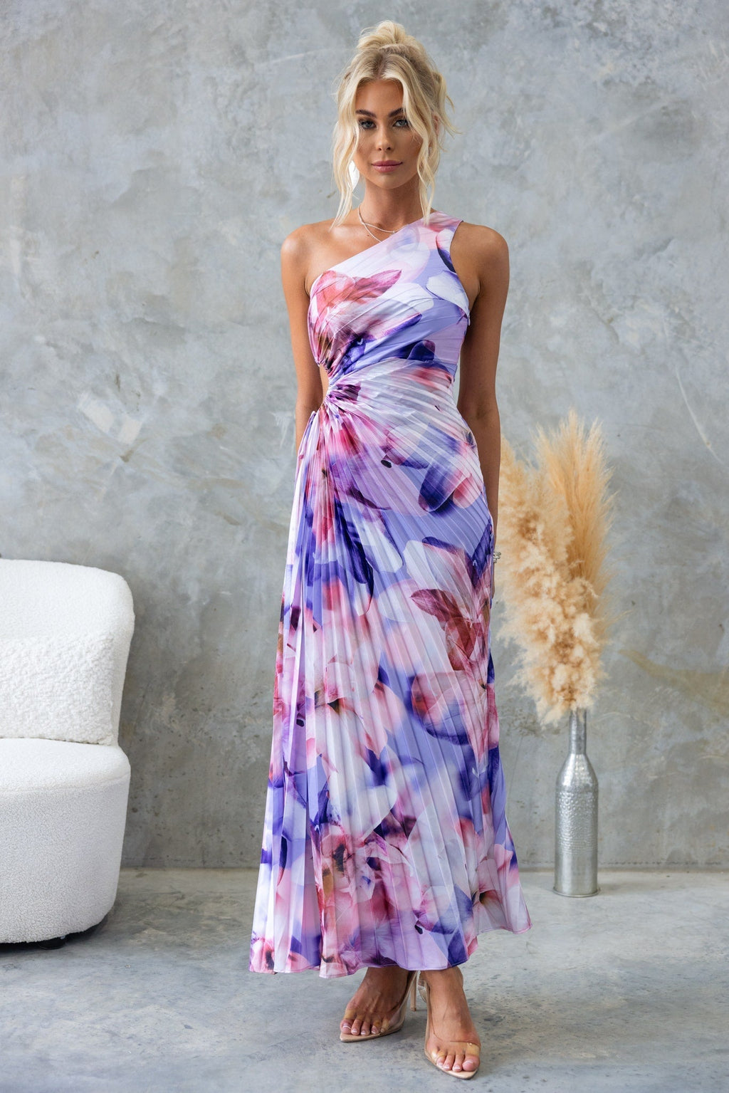 ELLA | Vestido midi plisado de un solo hombro