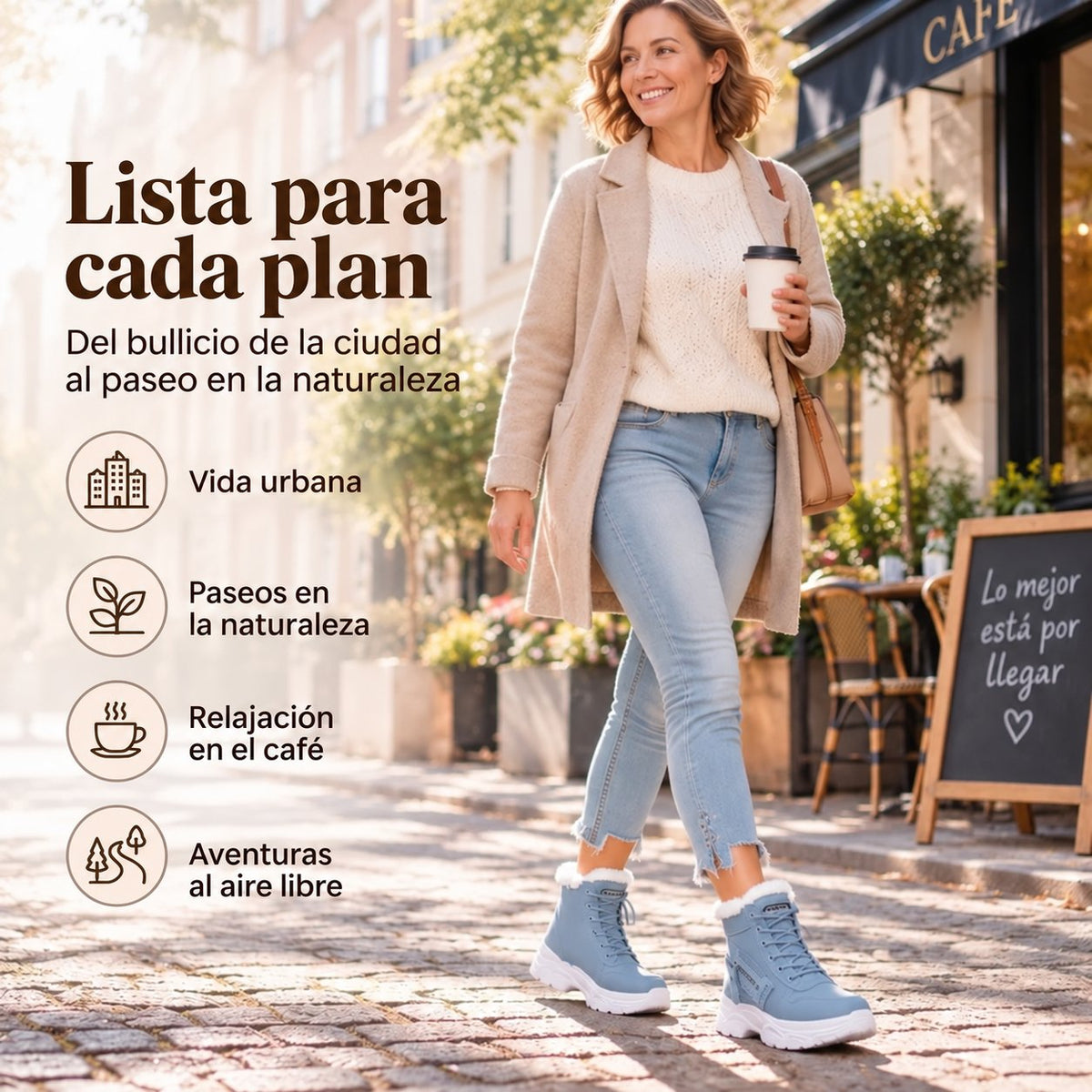 Botines de invierno para mujer con forro de peluche