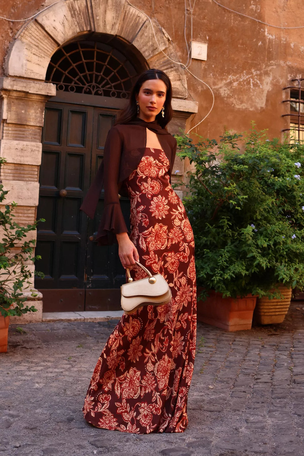 Vestido Habana Estampado Floral Terracota