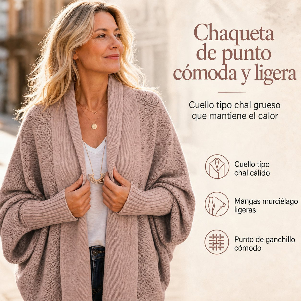 Cárdigan Palma de punto cómodo y ligero