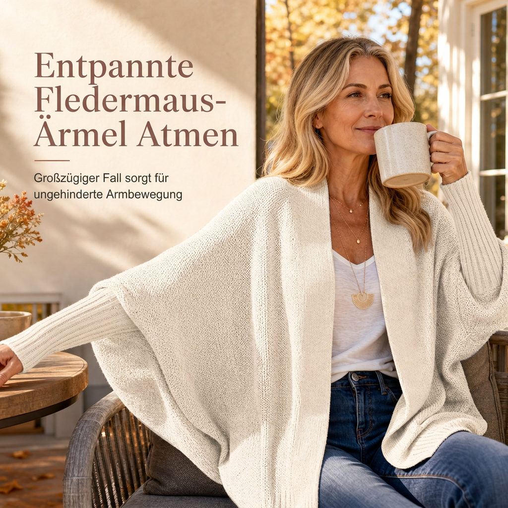 Cárdigan Holgado de Mujer con Mangas Murciélago y Frontal Abierto para Otoño e Invierno